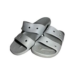 Crocs Light Grey‎ ICONICS Two Strap Slides Sandal US Men 11